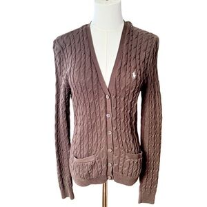 🐎 Ralph Lauren Cable Knit Button Up Cardigan Sz L